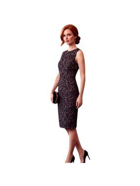 Michael Kors Black Lace Brocade Sheath LBD Cocktail Dress 6 Formal Made In Italy